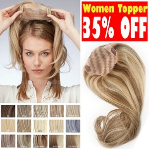 Ombre-Mono-Silk-Base-Clip-Women-Topper-Hairpiece-100-Remy-Human-Hair-Toupee-Wig