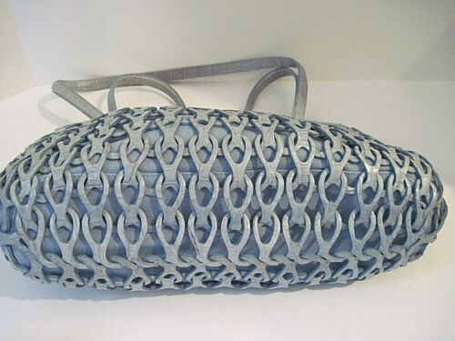Nancy Gonzalez Baby Blue Crocodile Crochet Style Shoulder Bag Handbag - Picture 5 of 12