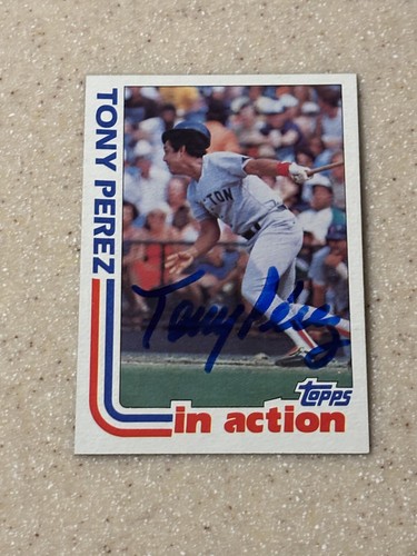 1982 Topps #256 Tony Perez signed card * in action *