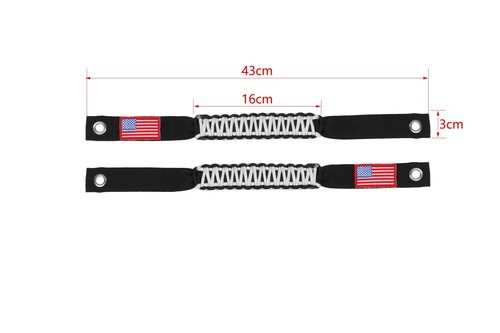 US Flag Roof Roll Bar Grab Handle Grip Rope For Ford Bronco 2021+ Black & White - Picture 8 of 11