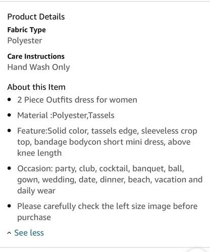 Chic Women's 2-Piece Bodycon Set: Tassel Mini Skirt & Sleeveless Crop Top Large - Picture 5 of 6