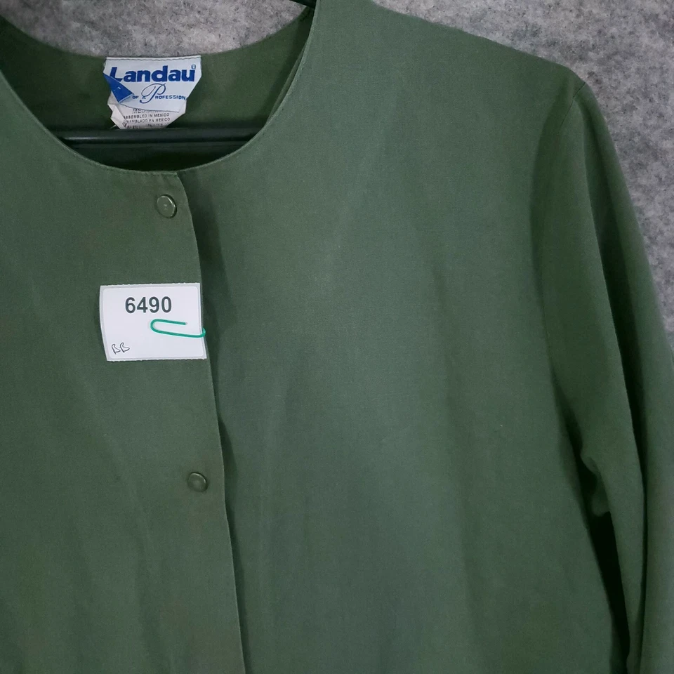 Abrigo Chaqueta Landau Lab Unisex Grande Verde Doble Bolsillos Tejido Algodón Foto 2 de 4