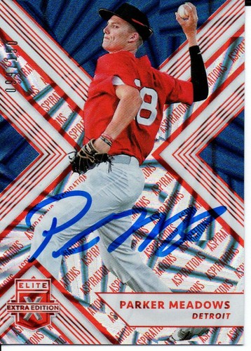 Parker Meadows Detroit Tigers 2018 Panini Elite Red Aspirations Signed Card - Picture 1 of 1