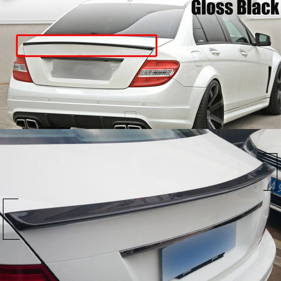 For Mercedes Benz C Class W204 2008-2014 Gloss Black A Style Trunk Spoiler Lip - Image 3 of 4