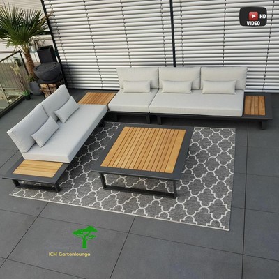 ICM Gartenlounge Set Cannes anthrazit Aluminium Teak ...
