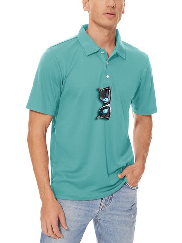 Men's Casual Polo Shirts Short Sleeve Quick Drying Outdoor Golf Sport Work Tops - Picture 68 of 126