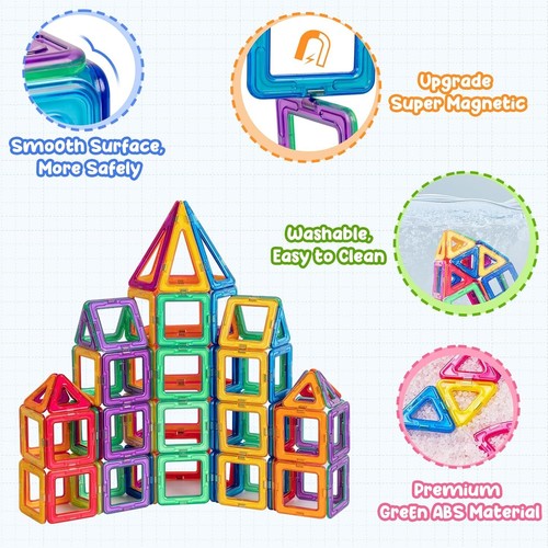 180Pcs Magnetic Building Blocks Set 3D Tiles DIY Toys Gift Kids Educational UK - Picture 4 of 11