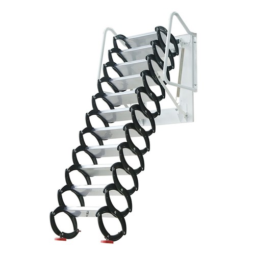 27.6x27.6inch Black Loft Wall Mounted Ladder Stairs Attic Extension Al-Mg Alloy - 第 1/5 張圖片