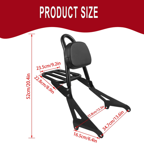 Detachable Backrest Sissy Bar For Yamaha Stryker 1300 XVS1300 XVS 1300 2011-2017 - Picture 3 of 11