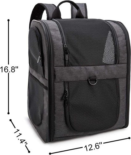 Haustier Rucksack Fleece Tragetasche Schwarz für Hunde Katzen bis 12kg - Bild 4 von 13