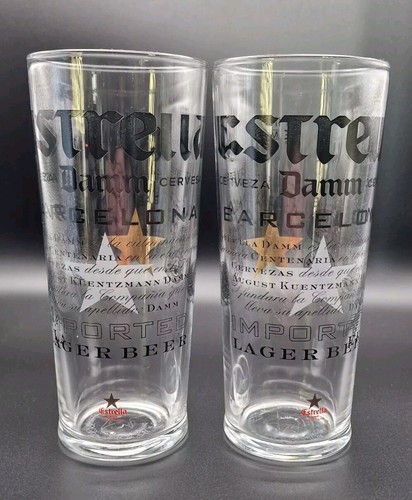Zwei Estrella Damm Pint Gläser Pub Bar Mancave