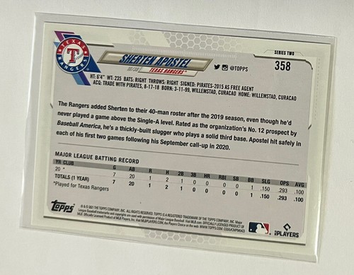 2021 Topps Series 2 Sherten Apostel Gold Foil Rookie RC Texas Rangers - Picture 2 of 2