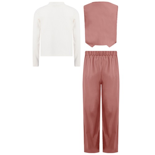 Girls 3 Piece Outfits Button Down V Neck Suit Vests and Pants Pullover Shirt Top - Picture 45 of 53