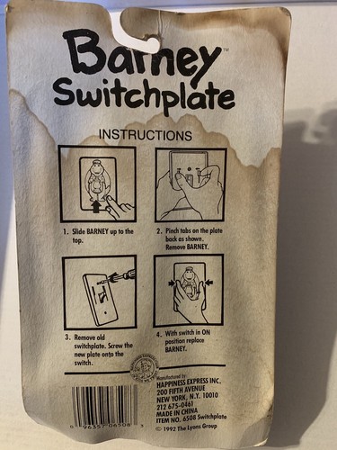 Vintage NEW Barney Light Switchplate Children’s Room Home Decor UNOPENED - Picture 3 of 5