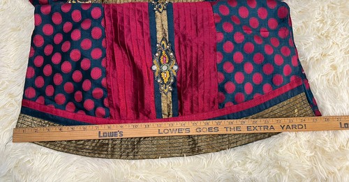 Hand Beaded Embroidered S/M Indian Kurti Top Pink Blue Gold Silver Embellished - Picture 16 of 17