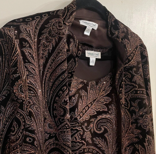 Coldwater Creek NWOT 2pc Size 8 Jacket & Tank Dressy & Elegant! Velvet Feel - Picture 2 of 7