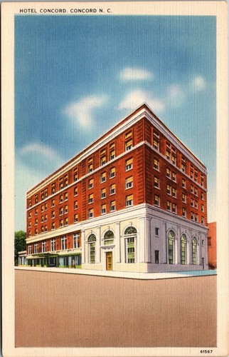 Hotel Concord NC Linen Post Card White Border K23