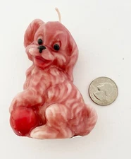 Vintage Dog Standing Havanese Candle Pink Unused Retro Decor Kitschy 60s 70s