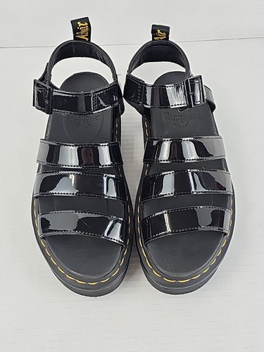 Womens Dr. Martens Blaire Quad Black Gloss Leather Strappy Sandals. Size 8 - Picture 5 of 17