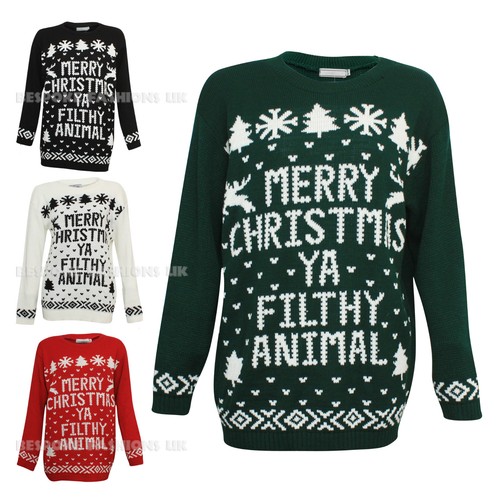 MENS LADIES MERRY CHRISTMAS YA FILTHY ANIMAL FAIRISLE WINTER SWEATER JUMPER TOP
