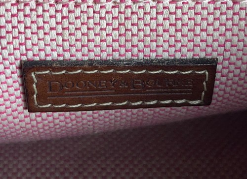 Vtg Satchel Dooney & Bourke Olive & Brown Leather Monogrammed Purse - Picture 7 of 11
