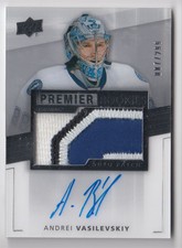 2014-15 UD Premier Patch Autograph Rookie Andrei Vasilevskiy RC Auto 087/299