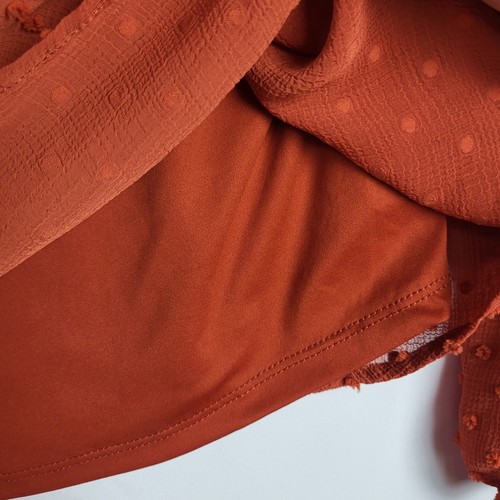 Maurices Boho Top donna grande arancione bruciato velluto ricamato manica a palloncino - Foto 8 di 9