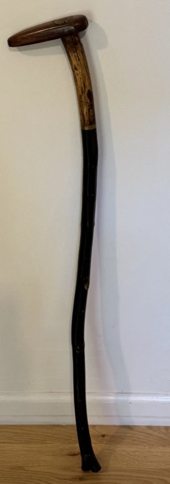 Bastón de madera dura vintage 34" tallado a mano hermosas maderas pulidas Foto 2 de 4