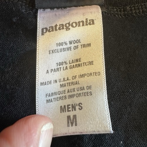 Patagonia Men's Capilene Base Layer 1/2 Zip Shirt Black Medium 100% Merino Wool - Picture 7 of 12