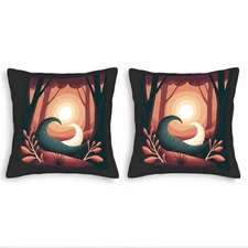 Serene Forest Sunset Throw Pillow Covers - Set of 2 18x18in Cushion Cases 