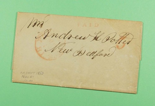 DR WHO 1850 BRIEFMARKENLOS F/L PROVIDENCE RI BEZAHLT 5C NACH NEW BEDFORD R05666