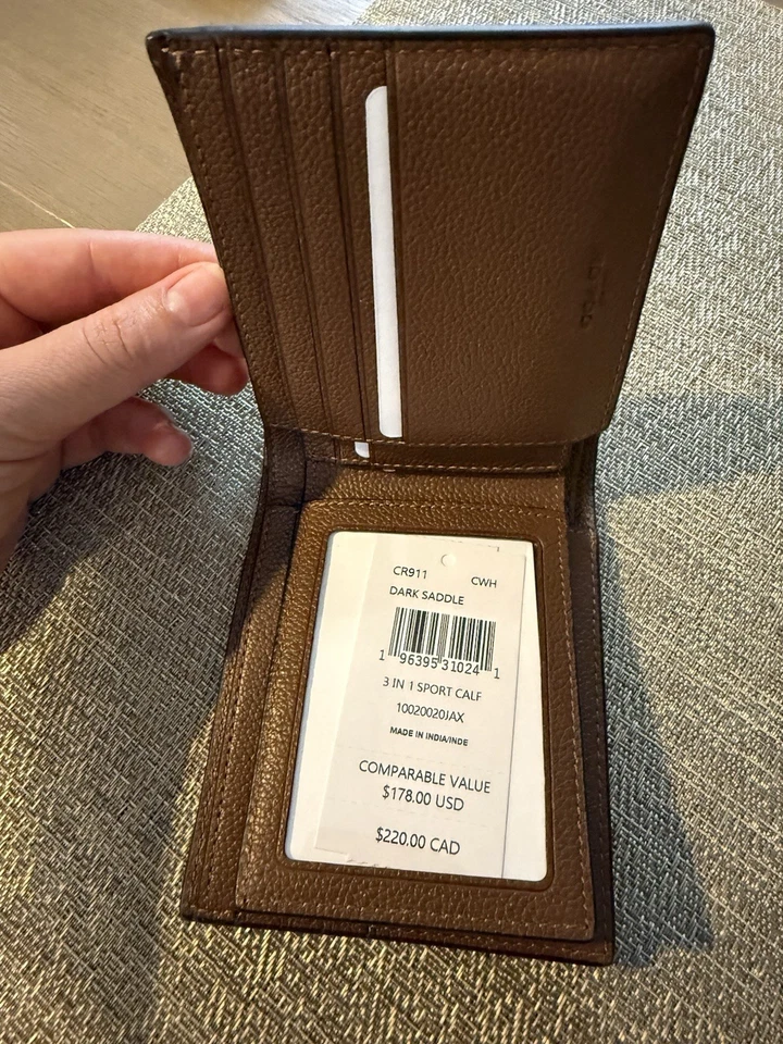 Coach F74991 Tri-Fold Leather Wallet - Dark Saddle - Image 2 of 3