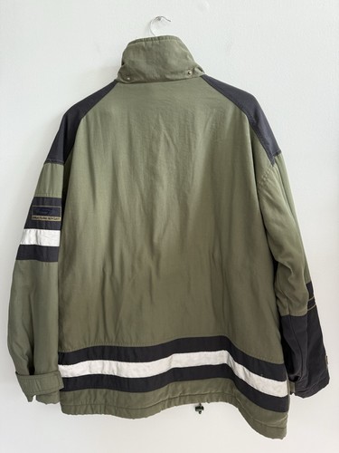 Vintage Structure Sport Jacket In Green Zippered Pockets Men’s Sz L Missing Hood - Picture 10 of 14