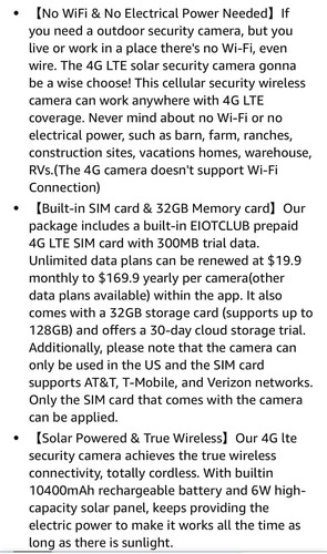 SEHMUA 4G LTE Cellular Solar Security Camera Wireless Outdoor, No WiFi Solar ... - Picture 8 of 22