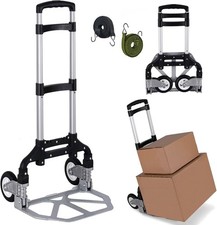 Folding Aluminum Hand Truck, 155lbs Capacity Portable Dolly for Home & Travel
