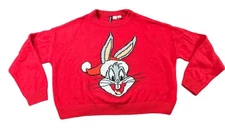 Vintage H&M Bugs Bunny Red Sweater XS/S Warner Bros Cartoon Kid Core Christmas