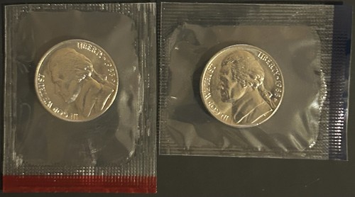 1988 P & D Jefferson Nickel TWO Coins - US Mint Uncirculated Set Cello BU