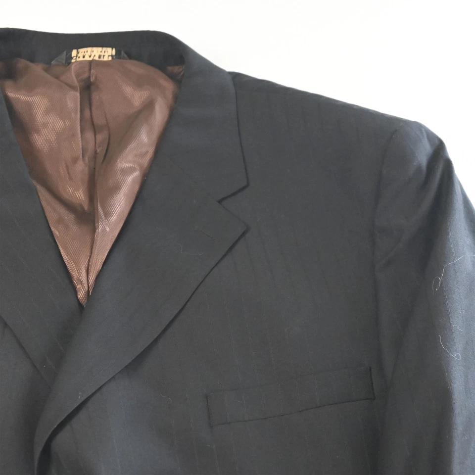 Caravelli 54R 46x29 Negro Rayas Super 150s París Hombres Chaqueta Pantalones Traje Foto 3 de 4