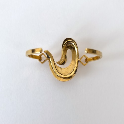 Vintage Henry Perichon Gold Metal Modernist Cuff Bracelet - 1960s - Picture 14 of 17