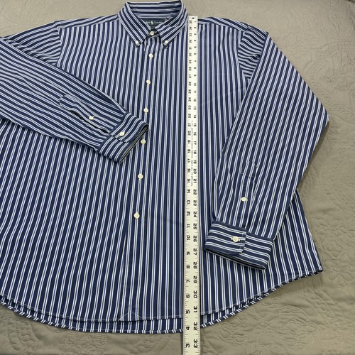 Ralph Lauren Button Shirt Men 2XL Blue Custom Fit Long Sleeve Striped Dress Pony - Bild 7 von 9