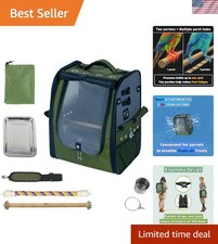 Bird Carrier Backpack - Breathable Mesh Portable Parrot Travel Cage with 2PCS...