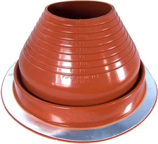 #6 Red Silicone Metal Roof Pipe Flashing, High Temp, round Base, Pipe OD 5" - 9"