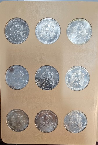 1986 - 2021 AMERICAN EAGLE SILVER DOLLARS 31 COINS ALBUM - UNC - Picture 2 of 9