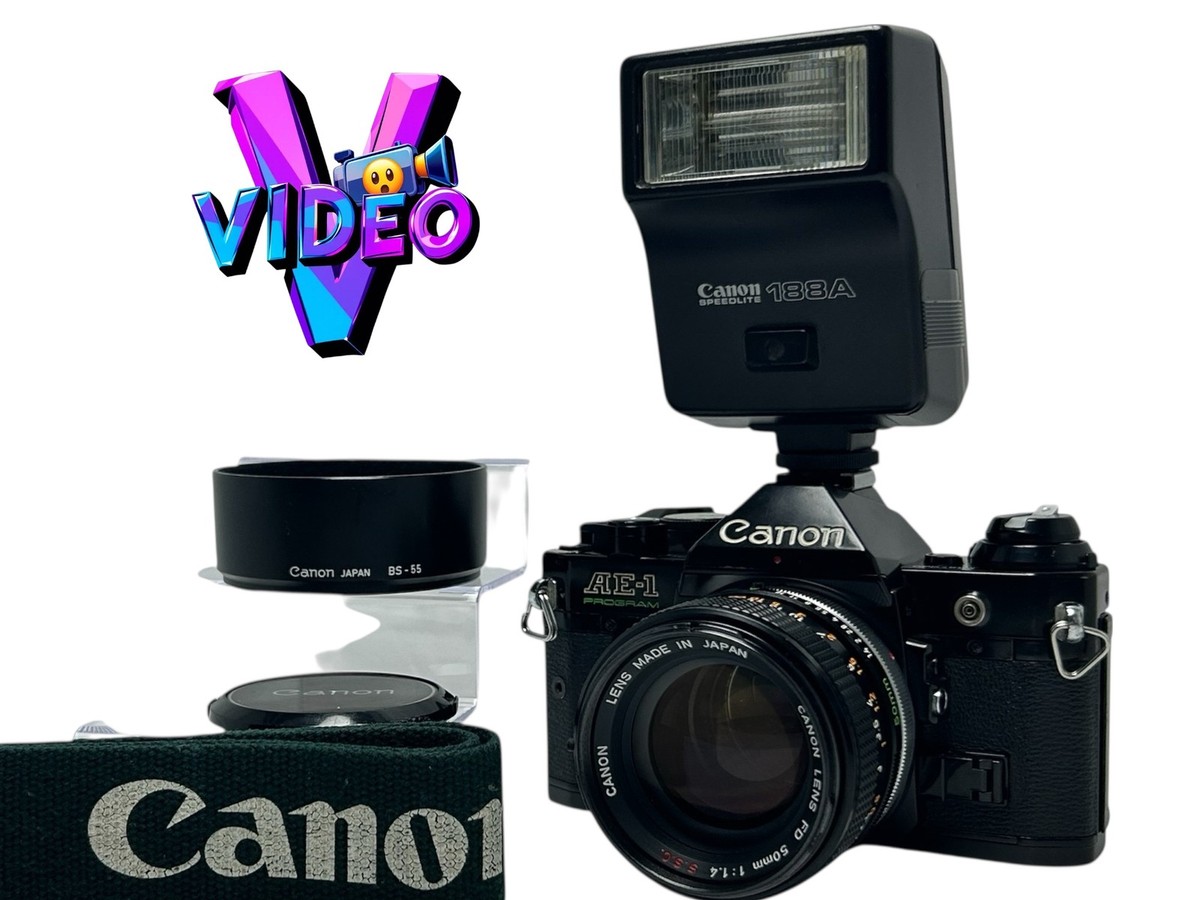 Canon AE-1 PROGRAM ブラック FD 50mm 1:4 SSC Near MINT] Canon AE-1 P Program Black + FD 50mm f1.4 SSC w/ 188A