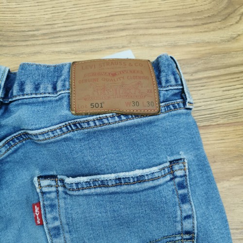 Levi's 501 Jeans Mens W30 L30 Blue Stonewash Slim Fit Stretch Premium Big E - Picture 12 of 13