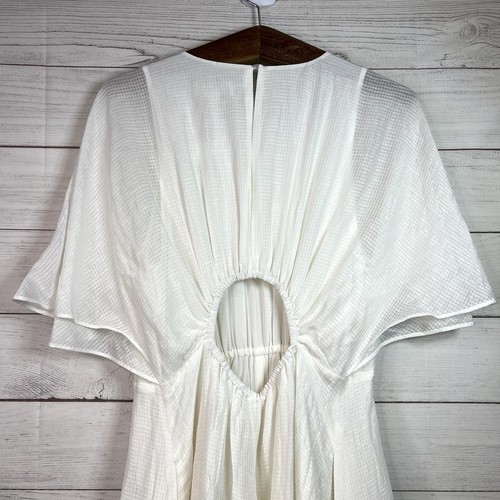 NWT Banana Republic Iced Vanilla Ivory Linen Silk Cut-Out Maxi Dress Size L - Picture 14 of 16