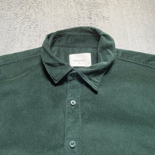 Vaillent Green Shirt Men's XL Corduroy Button-Up Casual Classic - Picture 3 of 12