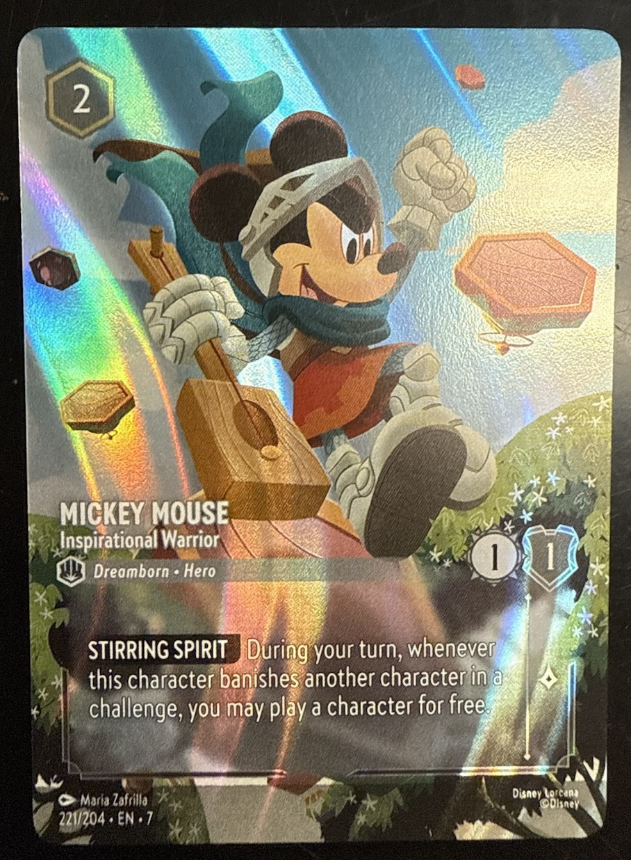 Lorcana Archazias Island Mickey Mouse Inspirational Warrior Enchanted 221/204 NM