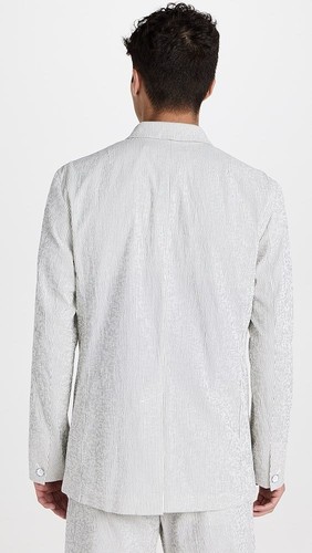 Rag & Bone Linden Stretch Seersucker Blazer Blue White Stripe Size 46 - Picture 3 of 13