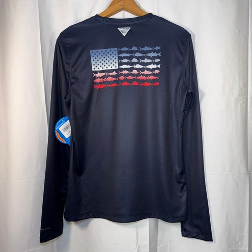 NWT Columbia PFG Fish Flag LS Fishing Shirt Mens Medium Omni Shade Protection - Picture 2 of 6